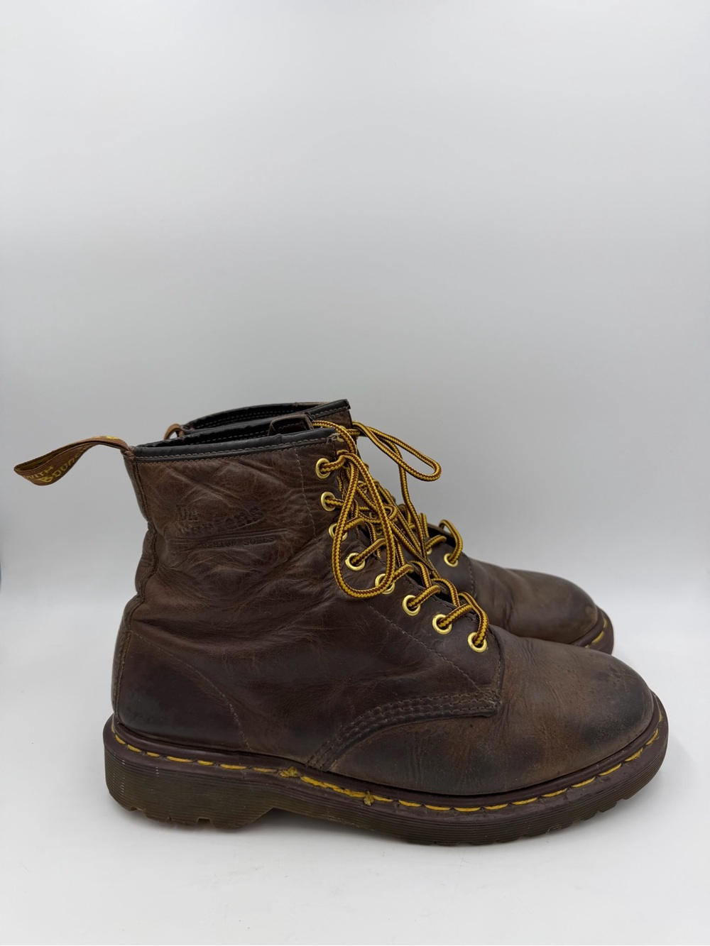 Vintage Dr Martens Made in England Brown Leather 8 Eye Boots Distressed No Size